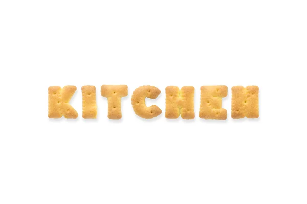 The Letter Word KITCHEN Alphabet Biscuit Cracker — Stock Photo, Image