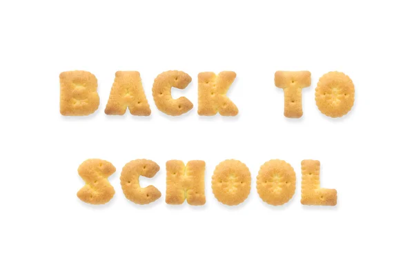 A palavra da letra de volta à escola. Biscoito alfabeto Biscoito — Fotografia de Stock