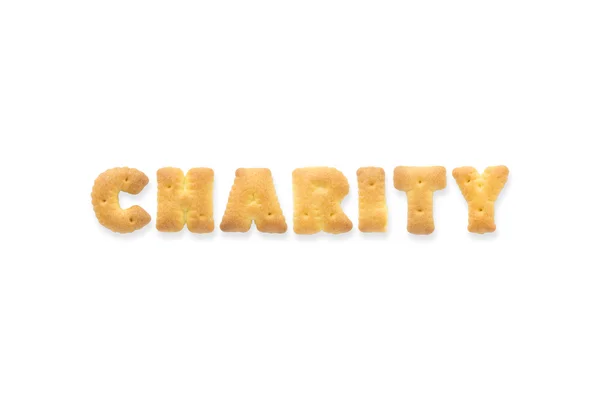 Den bokstav ordet välgörenhet alfabetet Cookie knäckt — Stockfoto