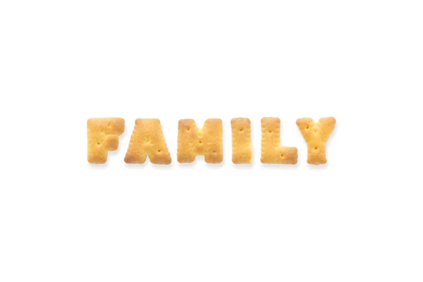 Das Buchstabenwort Familie. Alphabet-Keks-Cracker — Stockfoto