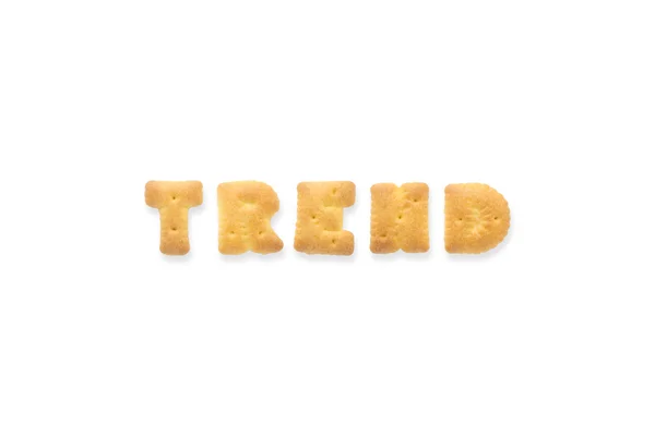 Dopis slovo Trend abeceda sušenkovou Cracker — Stock fotografie