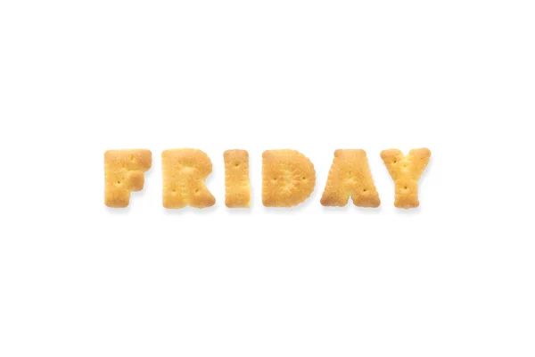 The Letter Word FRIDAY Alphabet  Cookie Biscuits — Stock Photo, Image