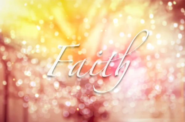 Faith typographic word on abstract bokeh background — Stock Photo, Image