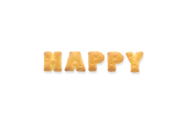 Słowo list happy. alfabet ciasteczko ciastka — Zdjęcie stockowe