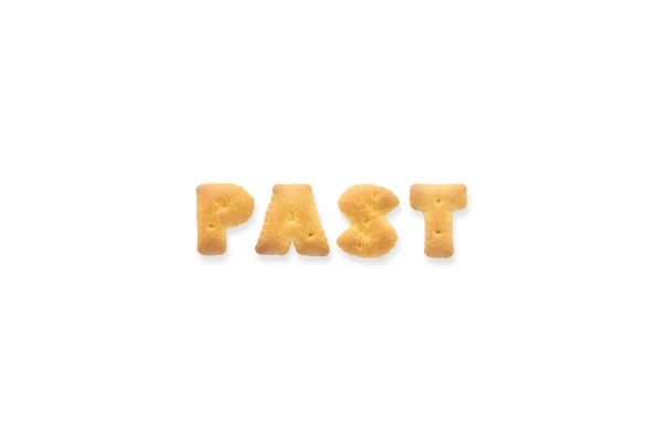 A palavra da letra PAST Biscoitos do biscoito do alfabeto — Fotografia de Stock