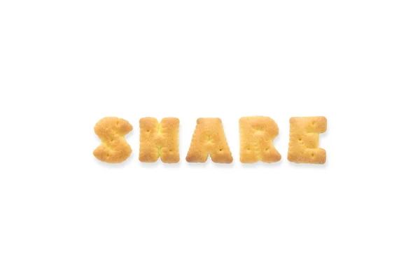 A palavra da letra PARTILHAR Biscoitos do biscoito do alfabeto — Fotografia de Stock