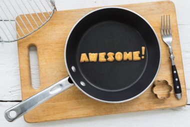 Alfabe bisküvi word Awesome ve mutfak eşyaları