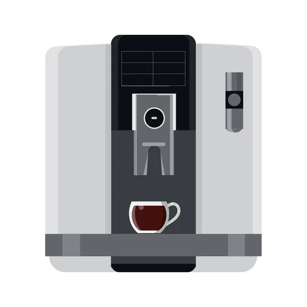 Kahve Makinesiyle Bir Fincan Kahve Düz Vektör — Stok Vektör