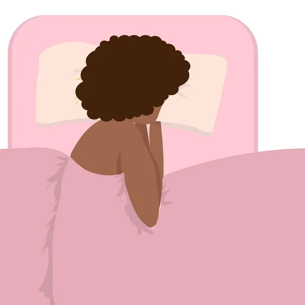 Mujer Africana Amiricana Duerme Costado Dulce Sueño Buena Salud Tiempo — Vector de stock