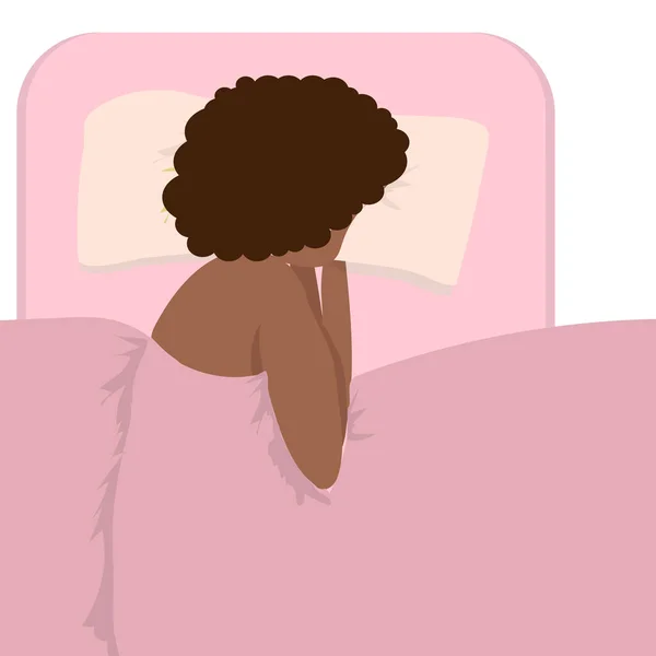 アフリカ系アメリカ人の女性が横で寝ている 甘い夢 あなた自身の概念のための時間 マットレスの広告 — ストックベクタ