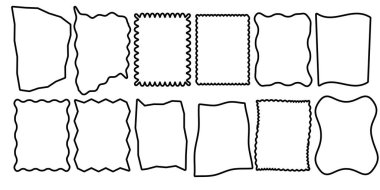 Siyah genişlik çizgisi düzenleyici dikdörtgen, vektör düzlüğü, metin ve konuşma için grafik ögesi kümesi