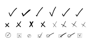 Kontrol listesi karalama çizgisi izole fırça, kalem, çizim işareti düz vektör