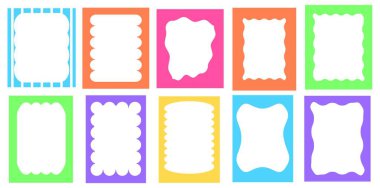 Serbest biçim, zig zag çerçeve, modaya uygun grafik tasarım kenarı, vektör ögesi, modern kaba biçim, y2k renk