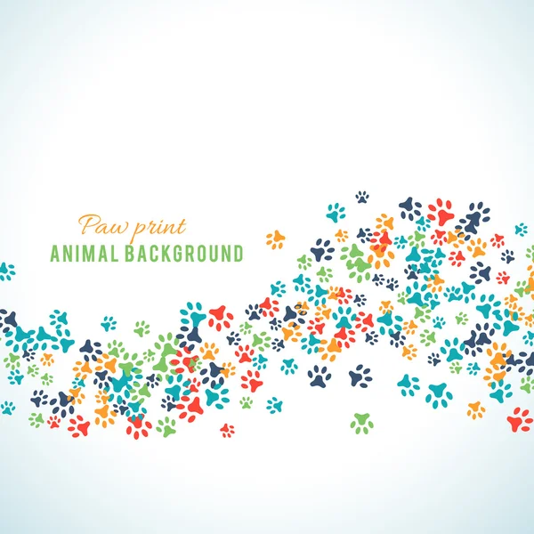 Colorful animal footprint ornament border isolated on white background — Stock Vector