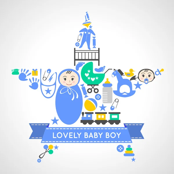 Colección de iconos Baby boy ambientada en forma de estrella — Archivo Imágenes Vectoriales