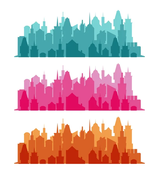 Set of cityscape colorful background — Stock Vector