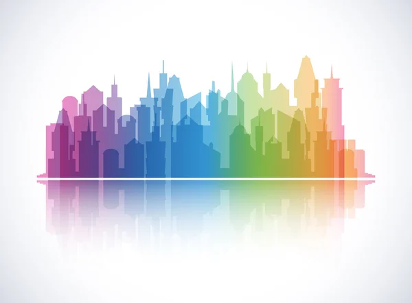 Cityscape colorful background. Skyline silhouette — Stock Vector