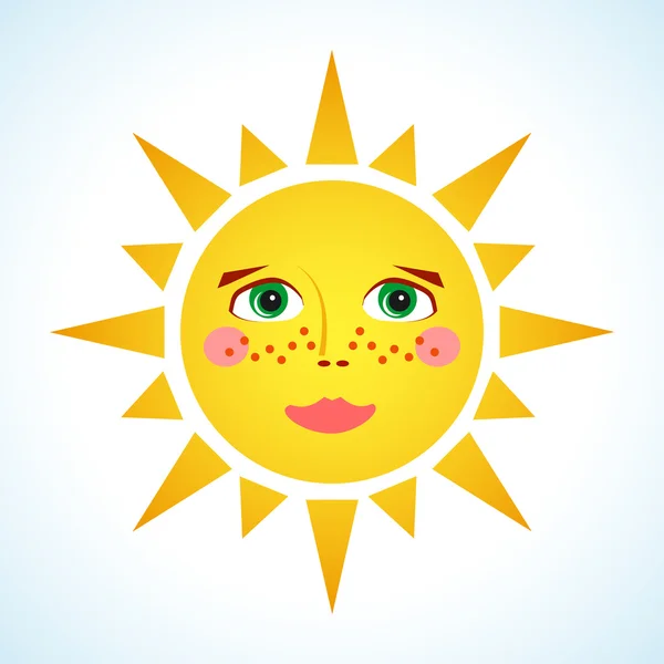 Lindo sol sonriente — Vector de stock