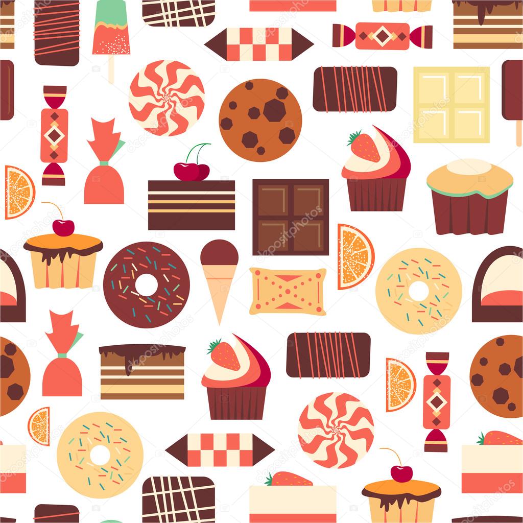Seamless pattern with black, milk and white chocolate bars