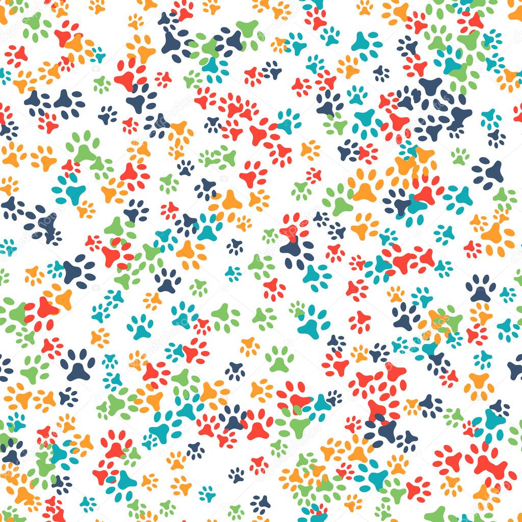 Vector seamless pattern with cat or dog footprints