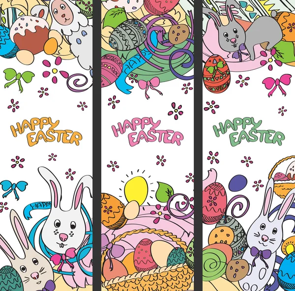 Set kreativer mehrfarbiger Vektorbanner für frohe Ostern — Stockvektor