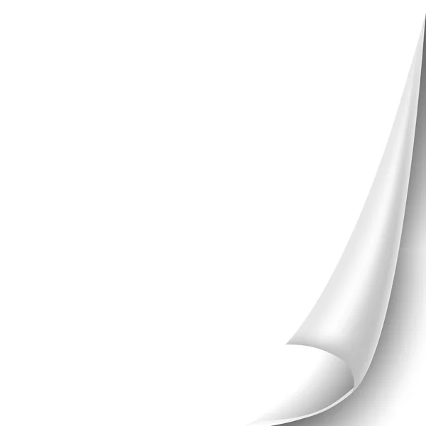 Blank sheet of paper with page curl and shadow, design element — Stock