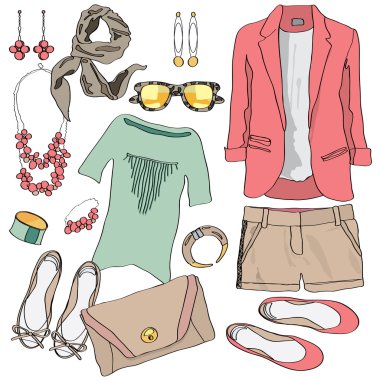 Casual women clothes collection clipart