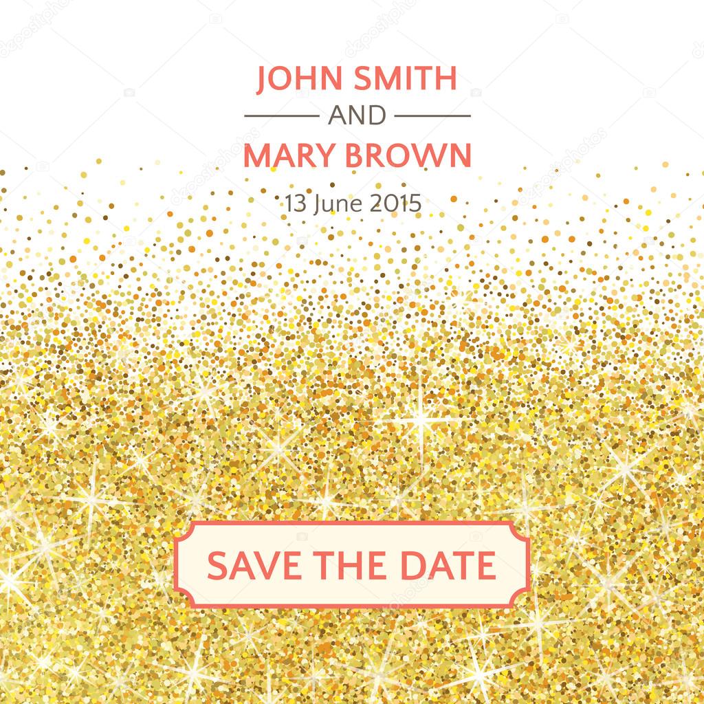 Perfect wedding template with golden confetti theme