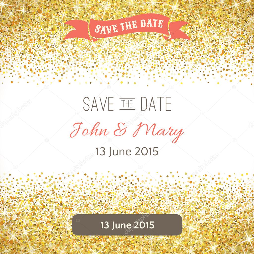 Perfect wedding template with golden confetti theme
