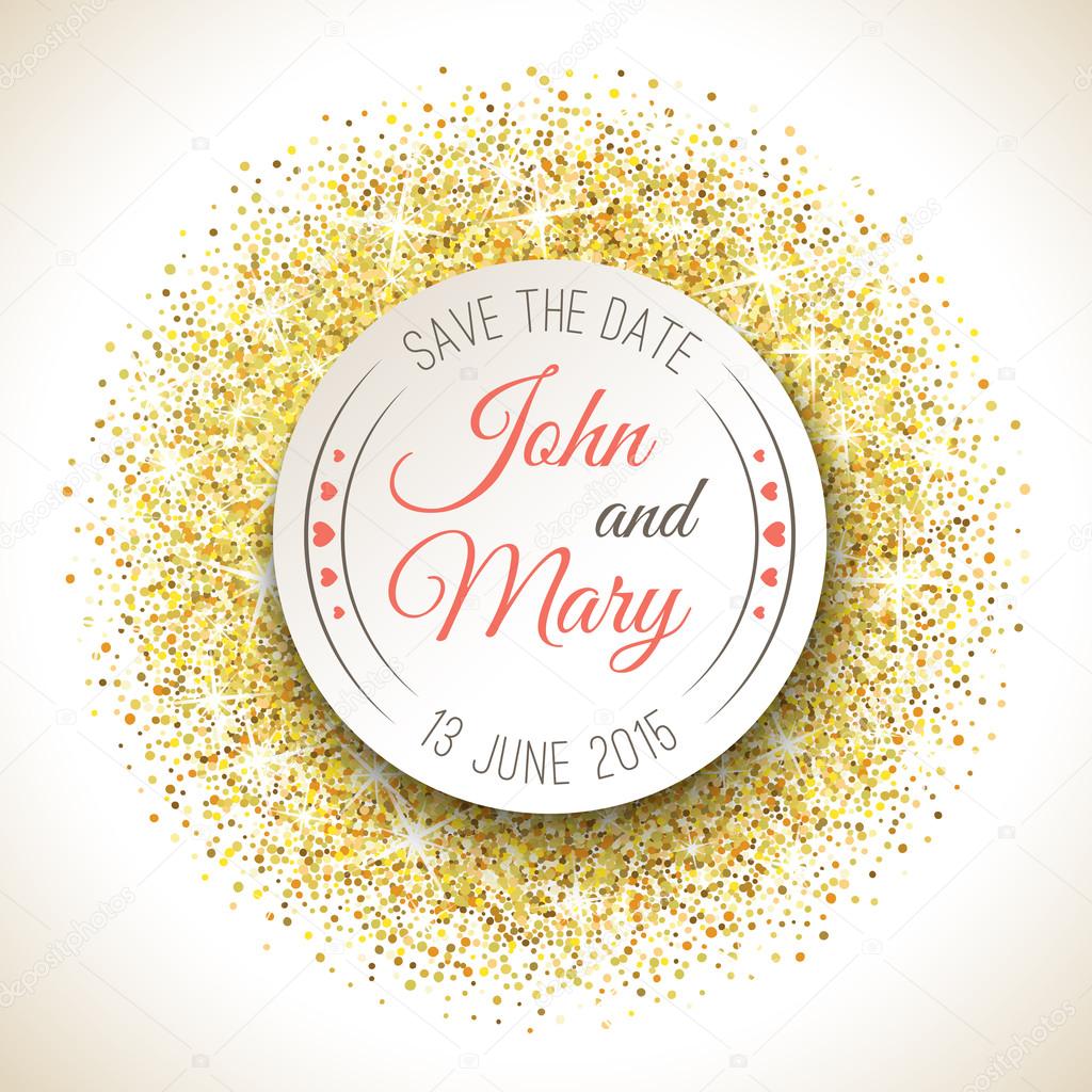 Perfect wedding template with golden confetti theme