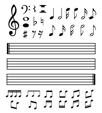 Çeşitli siyah müzik notu simge kümesi