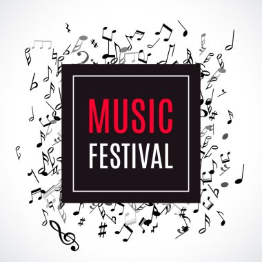 Soyut müzikal çerçeve ve beyaz arka plan üzerinde siyah notları ile sınır.