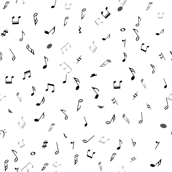 Motif musical abstrait sans couture avec des notes noires sur fond blanc . — Image vectorielle