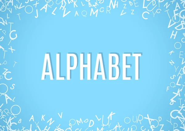 Quadro de ornamento alfabeto branco abstrato isolado no fundo azul — Vetor de Stock