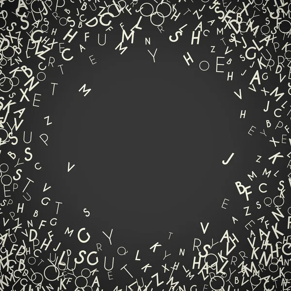 Siyah arka plan üzerine izole soyut beyaz alfabe süsleme çerçeve — Stok Vektör