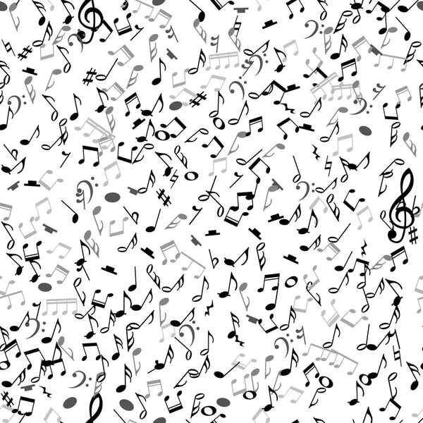 Motif musical abstrait sans couture avec des notes noires sur fond blanc . — Image vectorielle