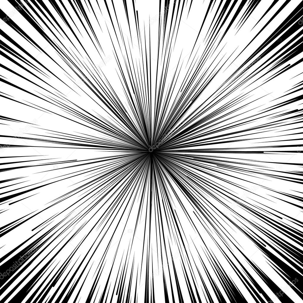 Manga comic book flash explosion radial lines background.