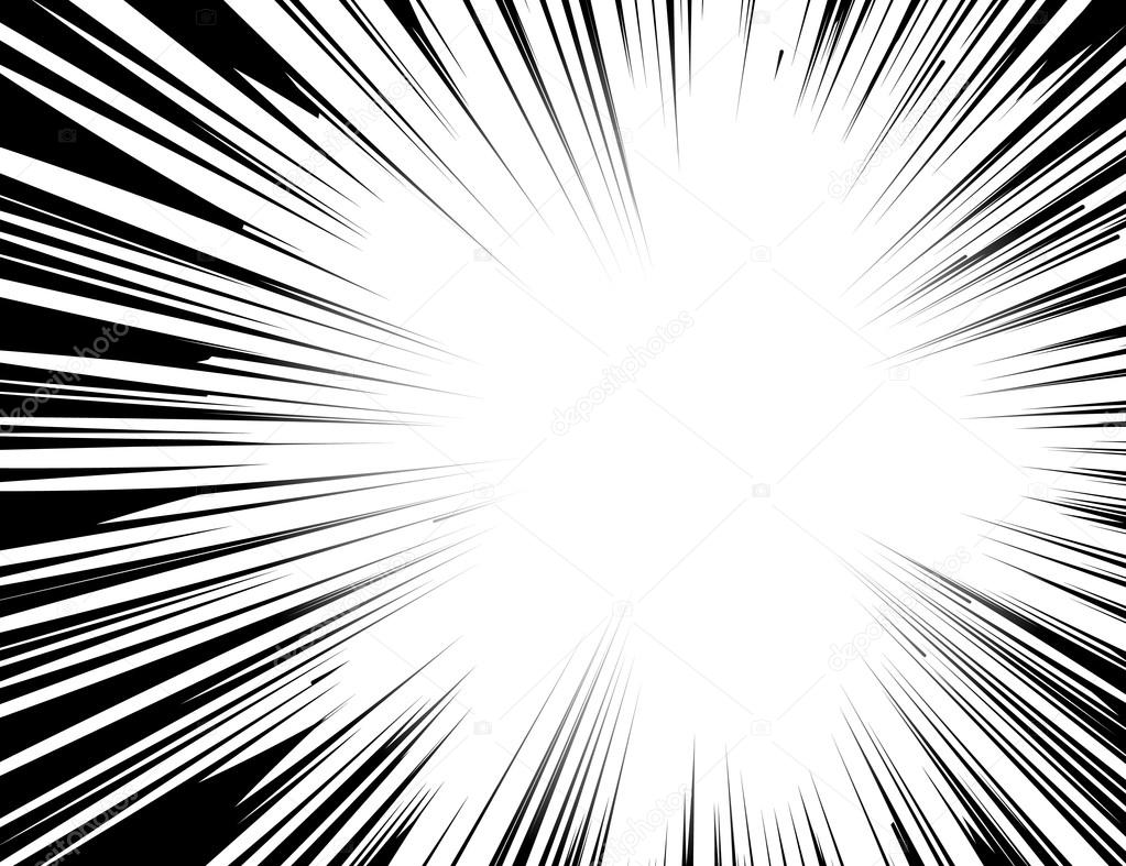 Manga comic book flash explosion radial lines background.