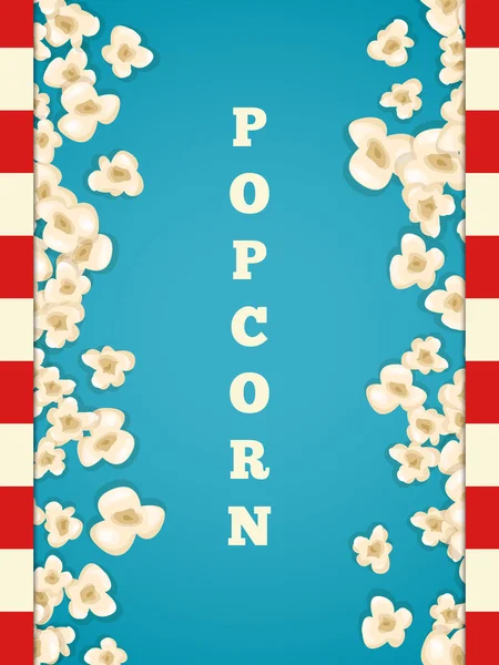 Montón de palomitas de maíz para la película se encuentra en el fondo azul . — Vector de stock