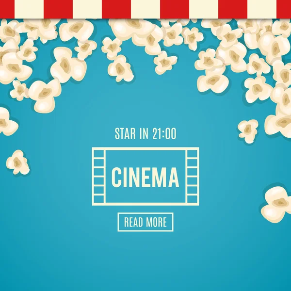 Popcorn mucchio per film si trova su sfondo blu . — Vettoriale Stock