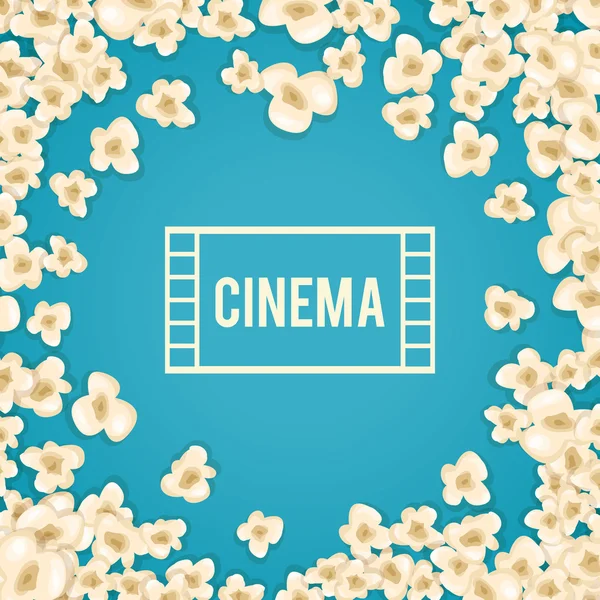 Popcorn mucchio per film si trova su sfondo blu . — Vettoriale Stock