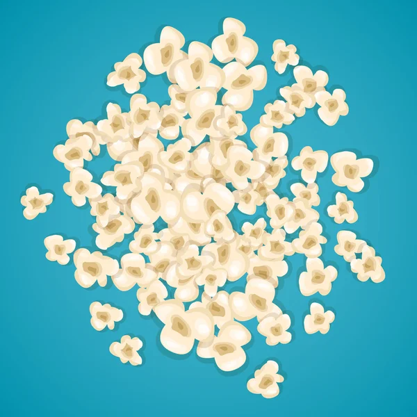 Popcorn mucchio per film si trova su sfondo blu . — Vettoriale Stock