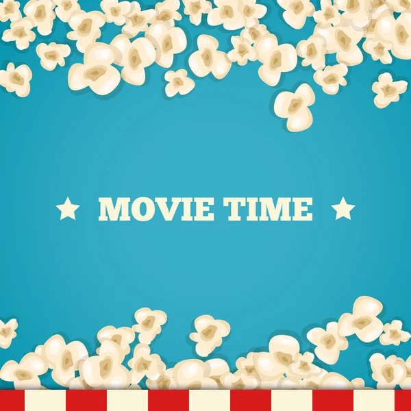Popcorn für Film liegt auf blauem Hintergrund. — Stockvektor