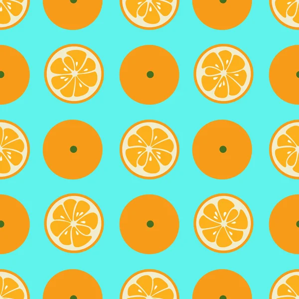 Cute seamless pattern with orange slices on blue background — ストック写真