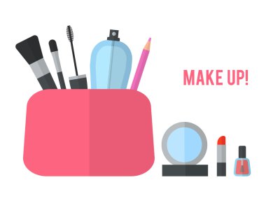 Konsept düz illüstrasyon makyaj