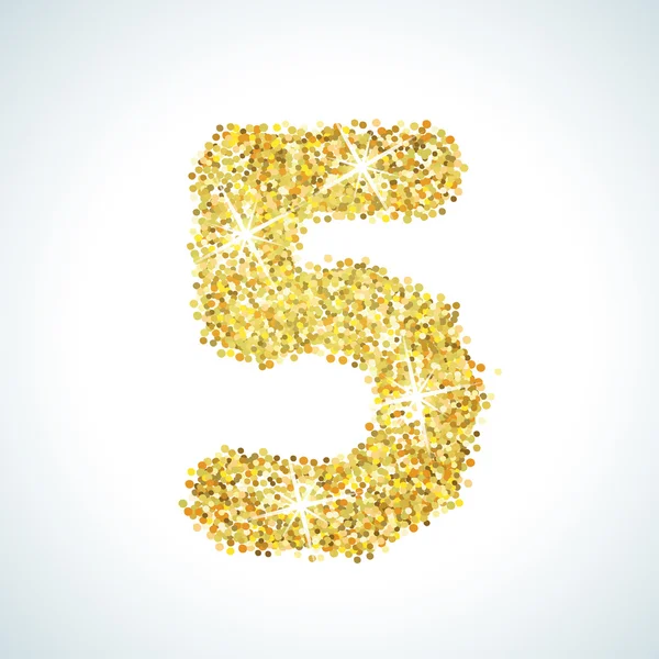 ゴールデンスタイルの5つの数字。イラストゴールドデザイン — ストック写真