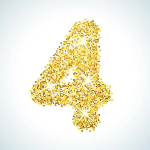 Cuatro números en estilo dorado. ilustración oro diseño — Foto de Stock