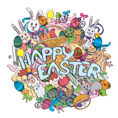 Happy Easter colorful illustration isolated on white background