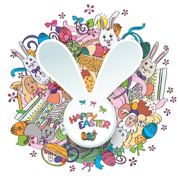 Colorful happy easter greeting card in