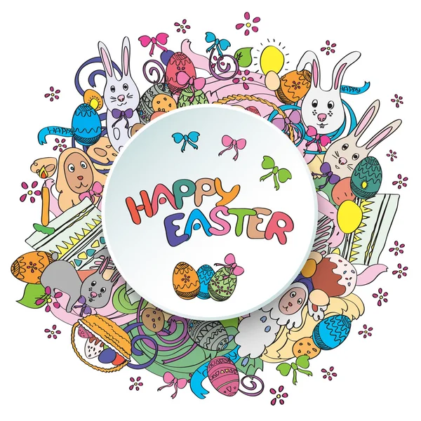 Colorful happy easter greeting card in — Stock Photo, Image